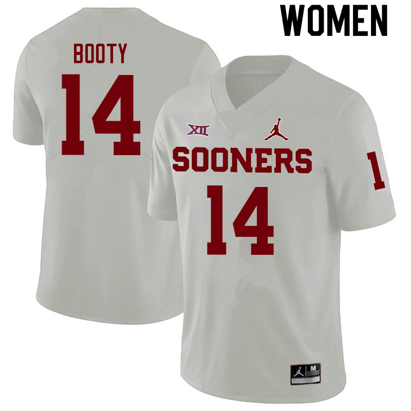 Women #14 General Booty Oklahoma Sooners College Football Jerseys Sale-White - Click Image to Close